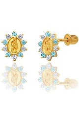 remarkable little December Blue Topaz birthstone earrings for babies and kids